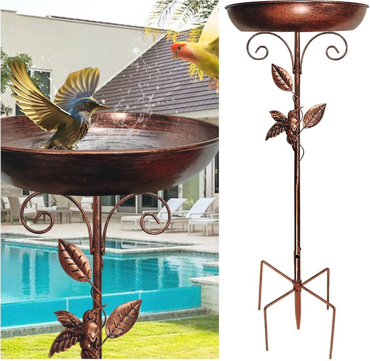 Winterbestendig Vogelbad voor Tuin - 30,5 cm Diameter met Stabiele Standaard