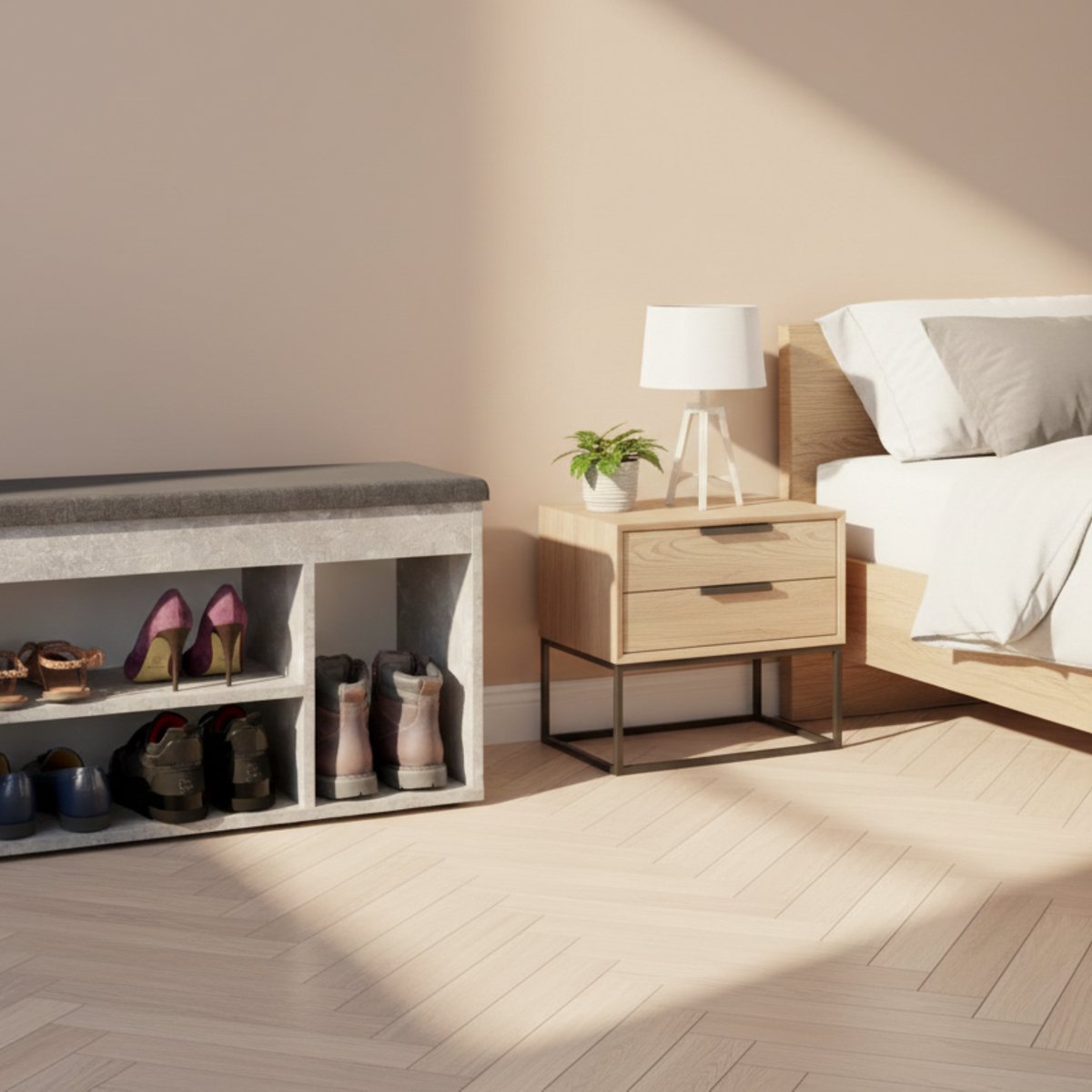 Schoenenbank Sofia met Zitvlak en - 80x48x32 cm - Grijs - Zitvlak Opbergruimte – Garderobebank Schoenenrek - Medahomestore