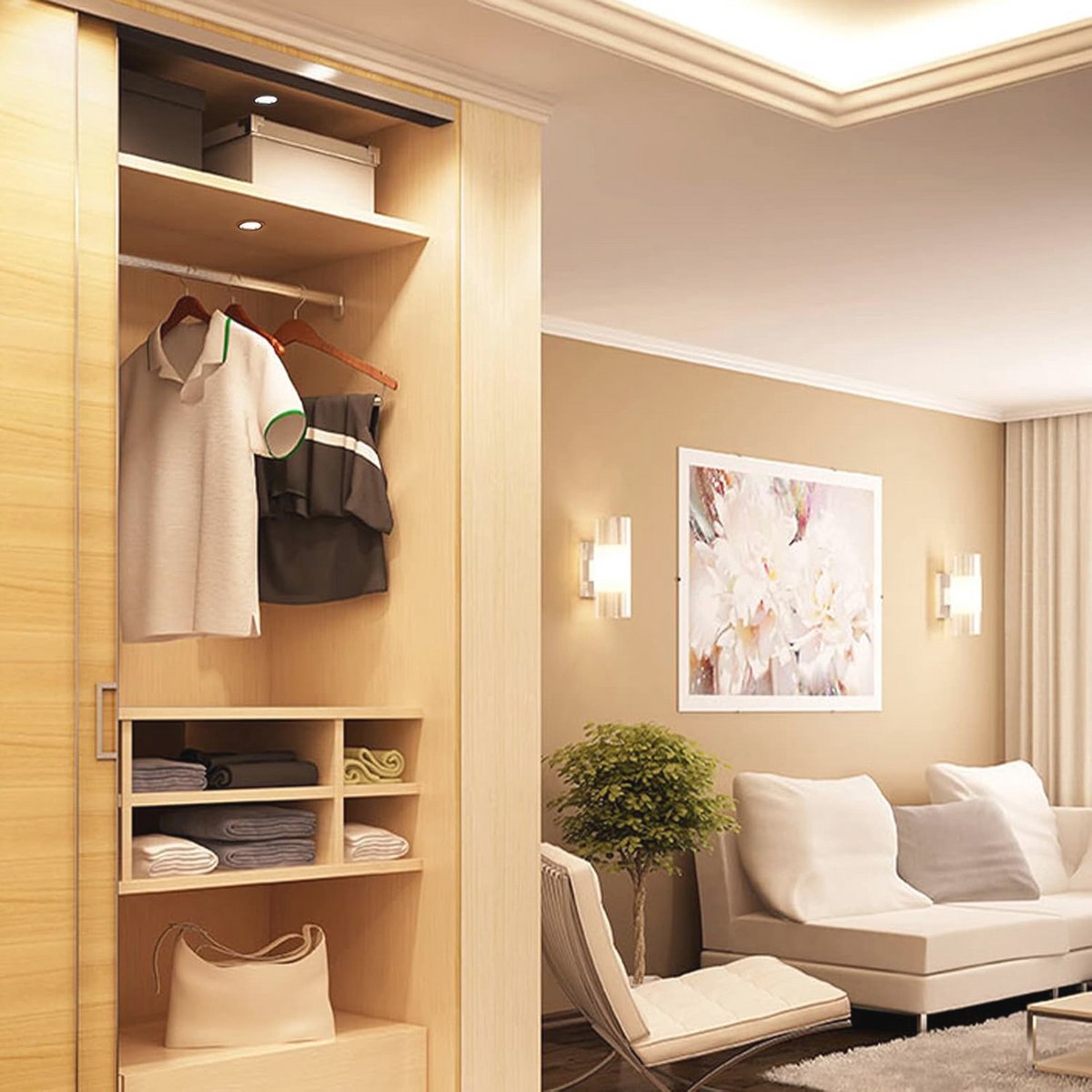 Set van 3 dimbare inbouwspots voor platte meubels - 12V, 3,5W G4 LED, warmwit 3000K in geborsteld nikkel