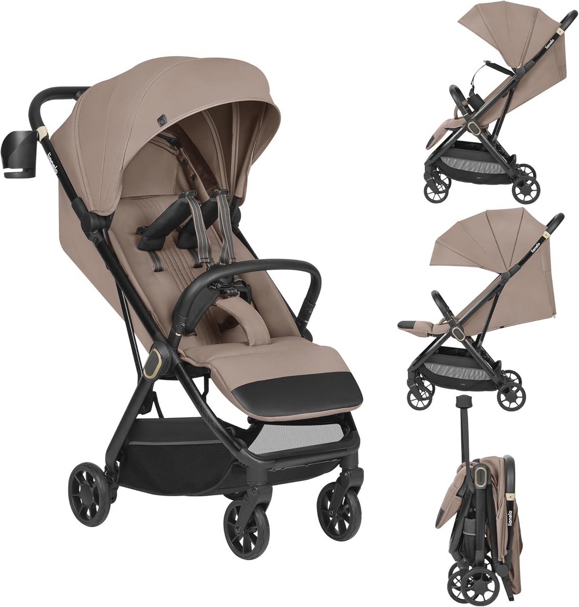 Compacte Wandelwagen met 360° Wielen en Vering voor Kinderen tot 22 kg
