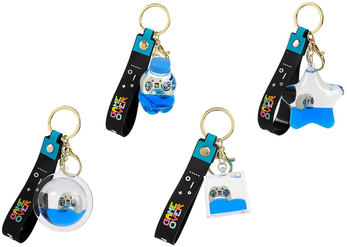 iTotal Set van 4 Sleutelhanger Liquid LET’S PLAY Keychain Plastic 3.3x2.9x5cm