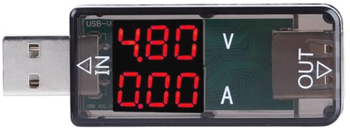USB Tester met LCD-kleurenscherm - Voltmeter, Ampèremeter en Stroommeter voor USB Opladers en Kabels