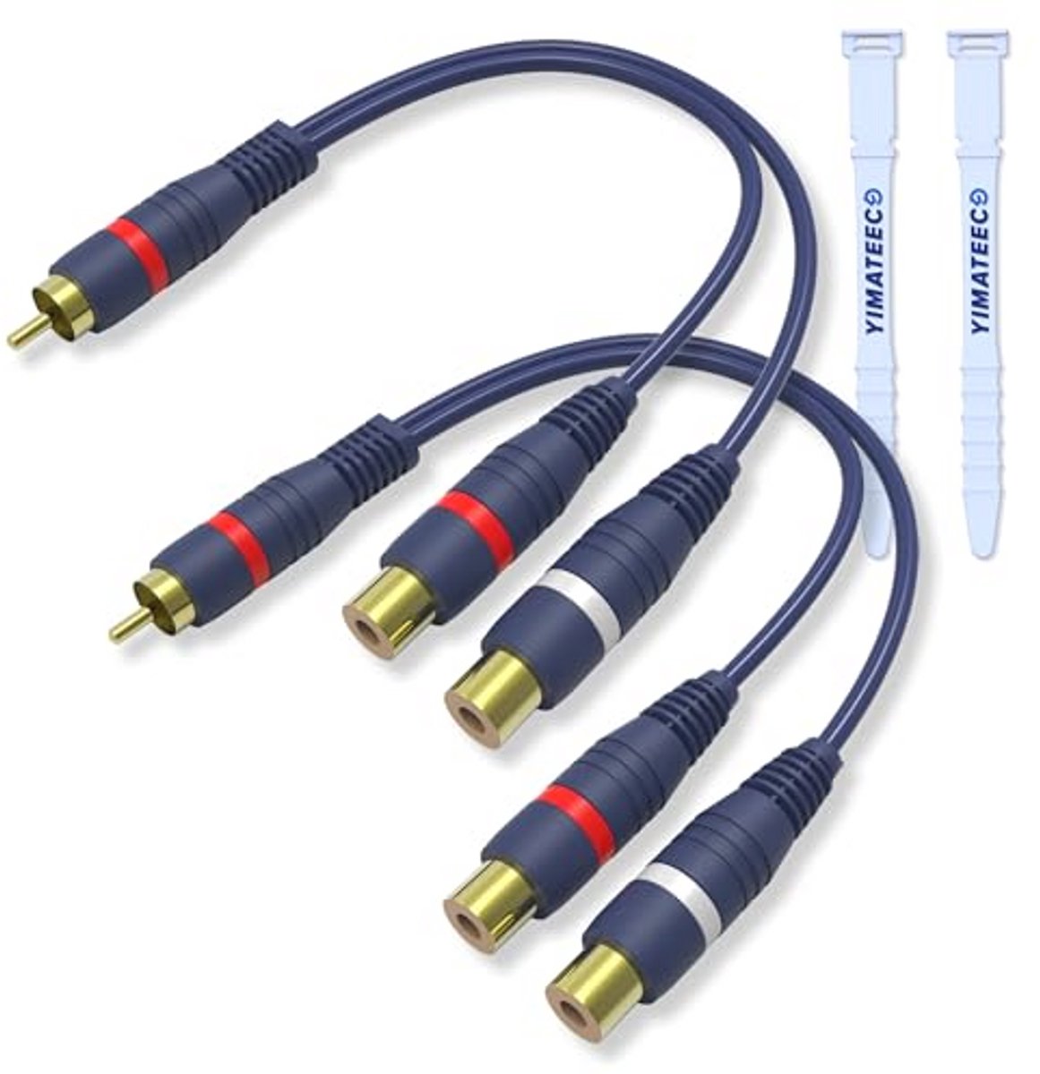 RCA Y-Adapter Splitter Kabel 1 Mannelijk naar 2 Vrouwelijk – Audio Video Adapter voor Thuisbioscoop, Subwoofer en Luidsprekers