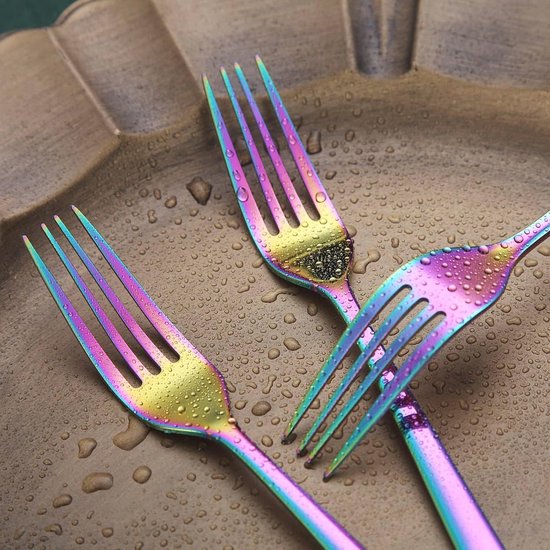 BEWOS Roestvrijstalen vorkenset 24 stuks, 8,1(20,7cm) tafelvorken, spiegelgepolijst, vaatwasmachinebestendig, geschikt voor huishoudens, restaurants, kantines