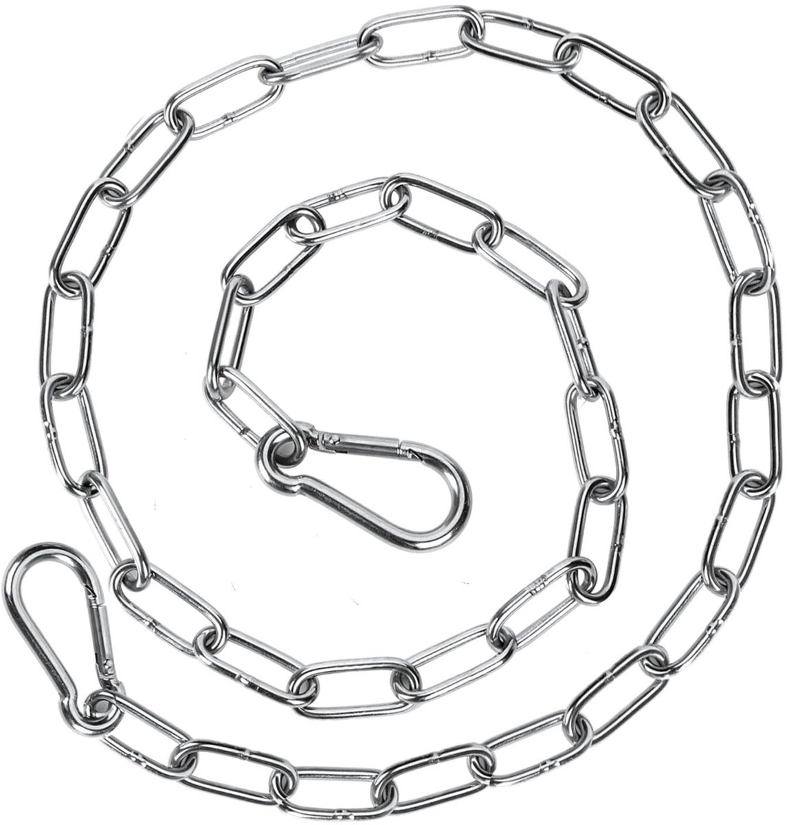 Poortketting, 110 cm Hangende Schommelstoelketting met Dubbele Karabijnhaken Boerderijpoortgrendel voor Binnen Buiten Paard Hangmat (3 mm Dik, Zilver)