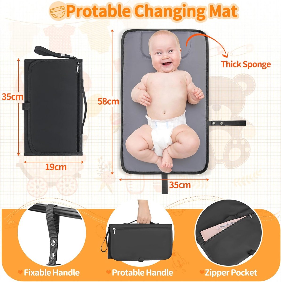 Waterdichte Baby Luiertas Rugzak met Verschoningsmatje - Multifunctionele Babytas voor Ouders – foto 6