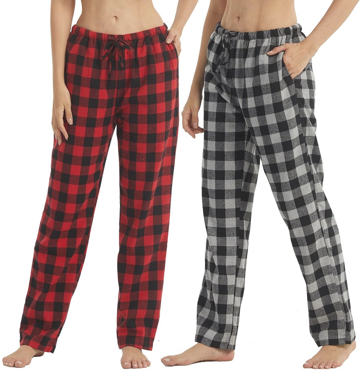 Vrouwen Flanellen Pyjama Bottoms - Geruite Loungewear met Zakken