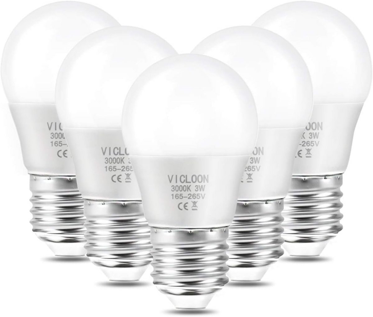 LED E27 G45 lamp set van 5, vervangt 25W gloeilampen, 280 lumen, 3000K warm wit