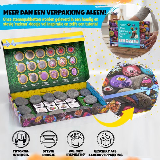 Forfait Pierres Happy | 15 pierres | 5-8 cm | 28 Marqueurs Acryl | Peinture sur pierre pour Enfants | Peinture sur pierre Adultes | Rochers pouvant être peints | galets de plage