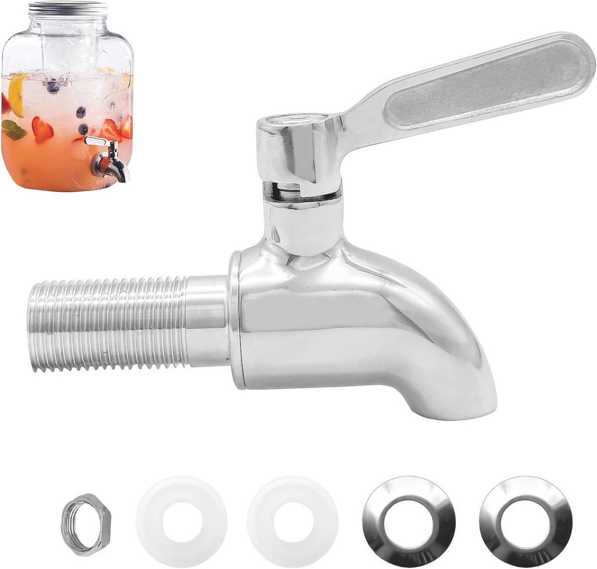 Roestvrij Stalen Waterdispenser met Tapkraan voor Drank, Sap en Bier - 16 mm Drinkfontein