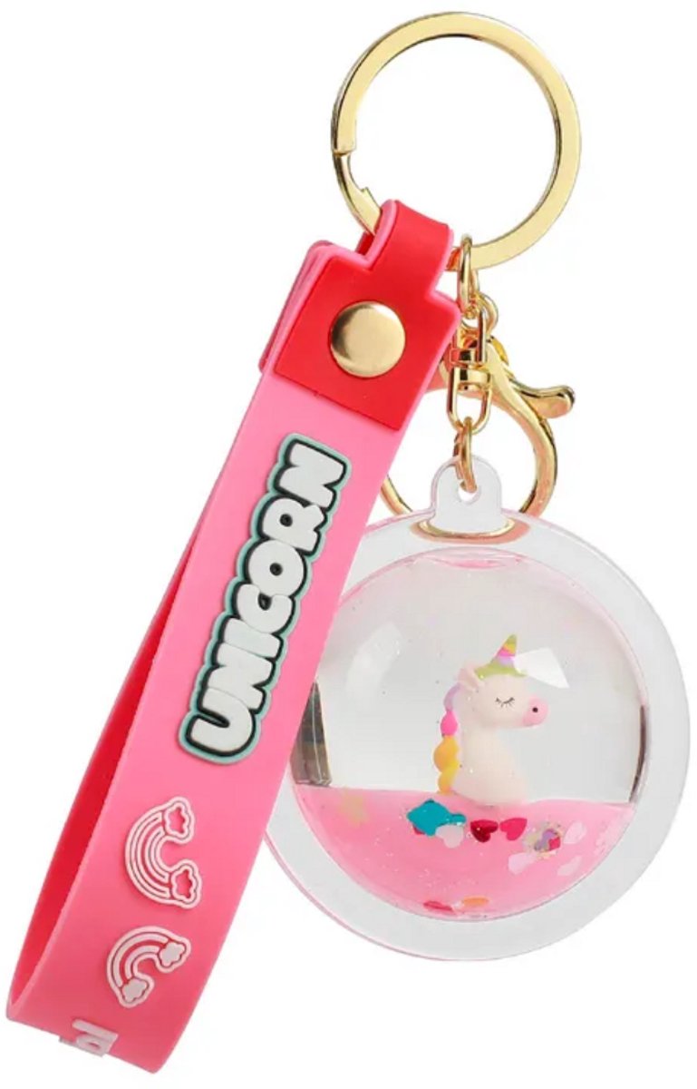 iTotal Bolvormige Vloeibare Sleutelhanger Eenhoorn Sphered Liquid Keychain UNICORN 3.3x2.9x5cm