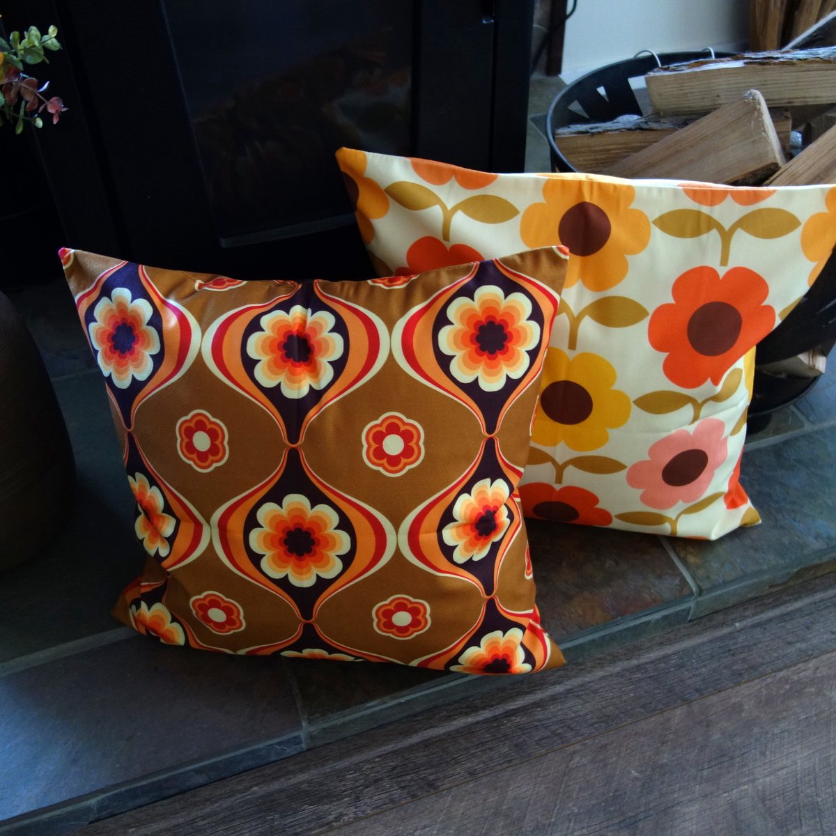 Kussenhoezen - Retro kussenhoes set van 2 - Formaat 45 x 45 cm - Exclusief binnenkussen