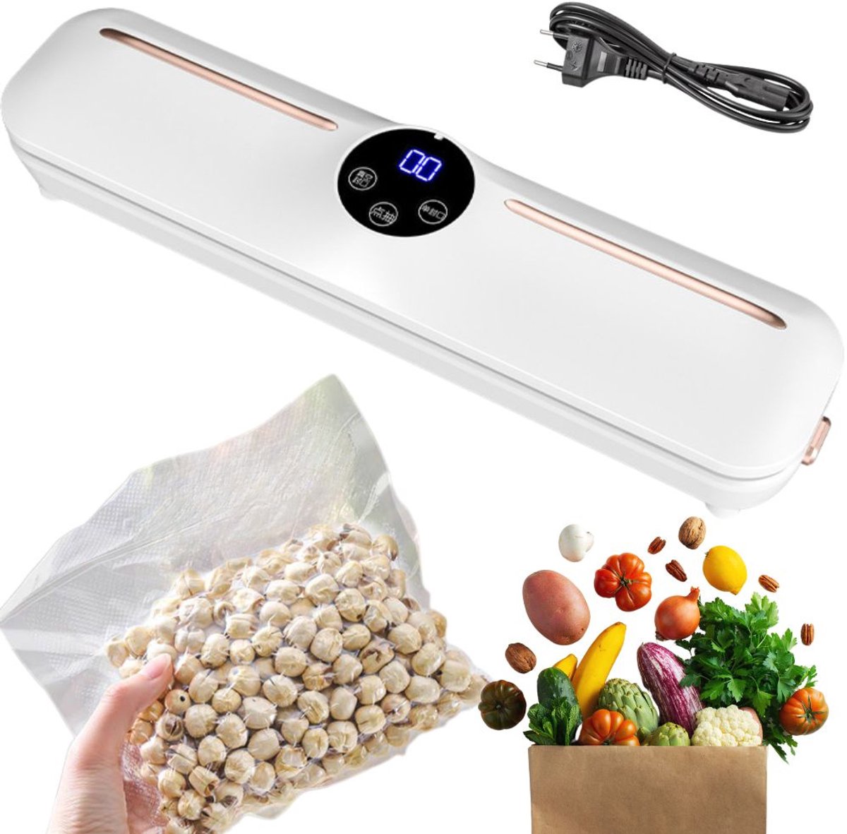 Vacuümsealer voor voedselverpakkingen + 10 vacuumzakken