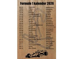 Formule 1 wandbord 20 x 30cm - Kalender 2026 - Max Verstappen - FIA race - F1