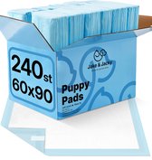 Jake and Jacky Puppy Training Pads 60 x 90 cm - 240 Stuks - met Plakstrip - Zindelijkheidstraining Hond - Hondentoilet - Plasmatjes Hond - Plasdoeken - Puppydoeken - Puppy Matjes Extra Groot