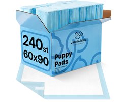 Jake and Jacky Puppy Training Pads 60 x 90 cm - 240 Stuks - met Plakstrip - Zindelijkheidstraining Hond - Hondentoilet - Plasmatjes Hond - Plasdoeken - Puppydoeken - Puppy Matjes Extra Groot