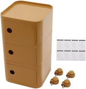 Componibili Bio Cabinet, Container 2/3/4 Compartments, Runder Nachttisch mit Schubladen, Beistelltisch mit Schiebetür, Moderner Side-Table(Matcha Green,4 Tier