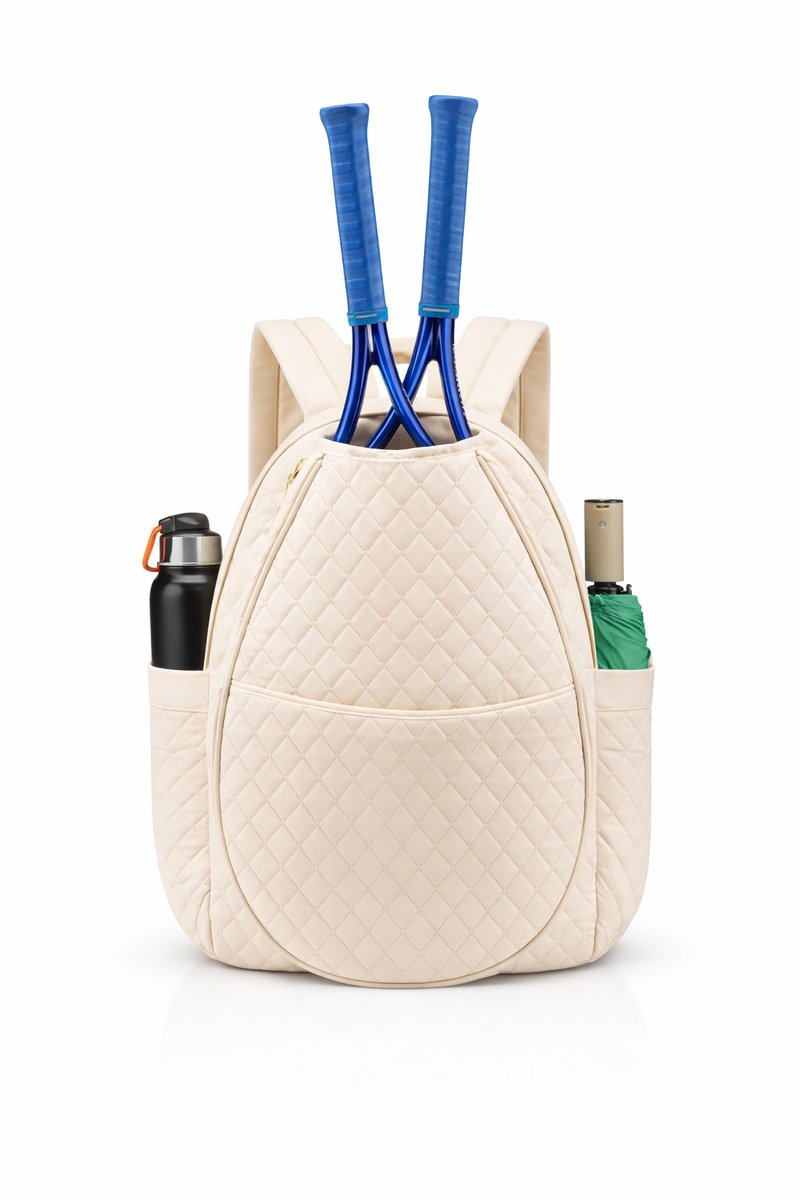Tennis Rugzak met Racketvak - Lichtgewicht Sport Backpack met Meerdere Vakken - Geschikt voor Tennis - Badminton Wit