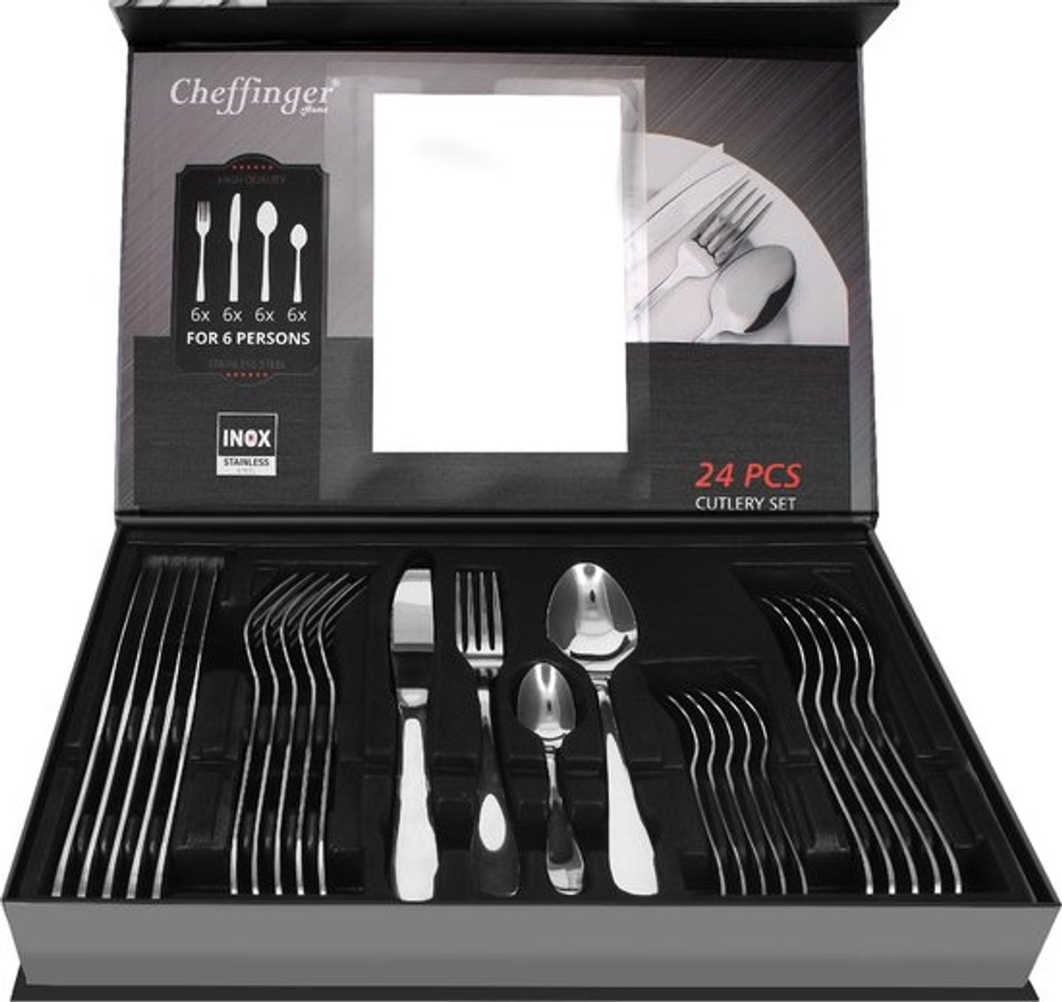 Babij Cooking Bestekset 24-delig – RVS Zilver – 6 Personen – Vaatwasserbestendig