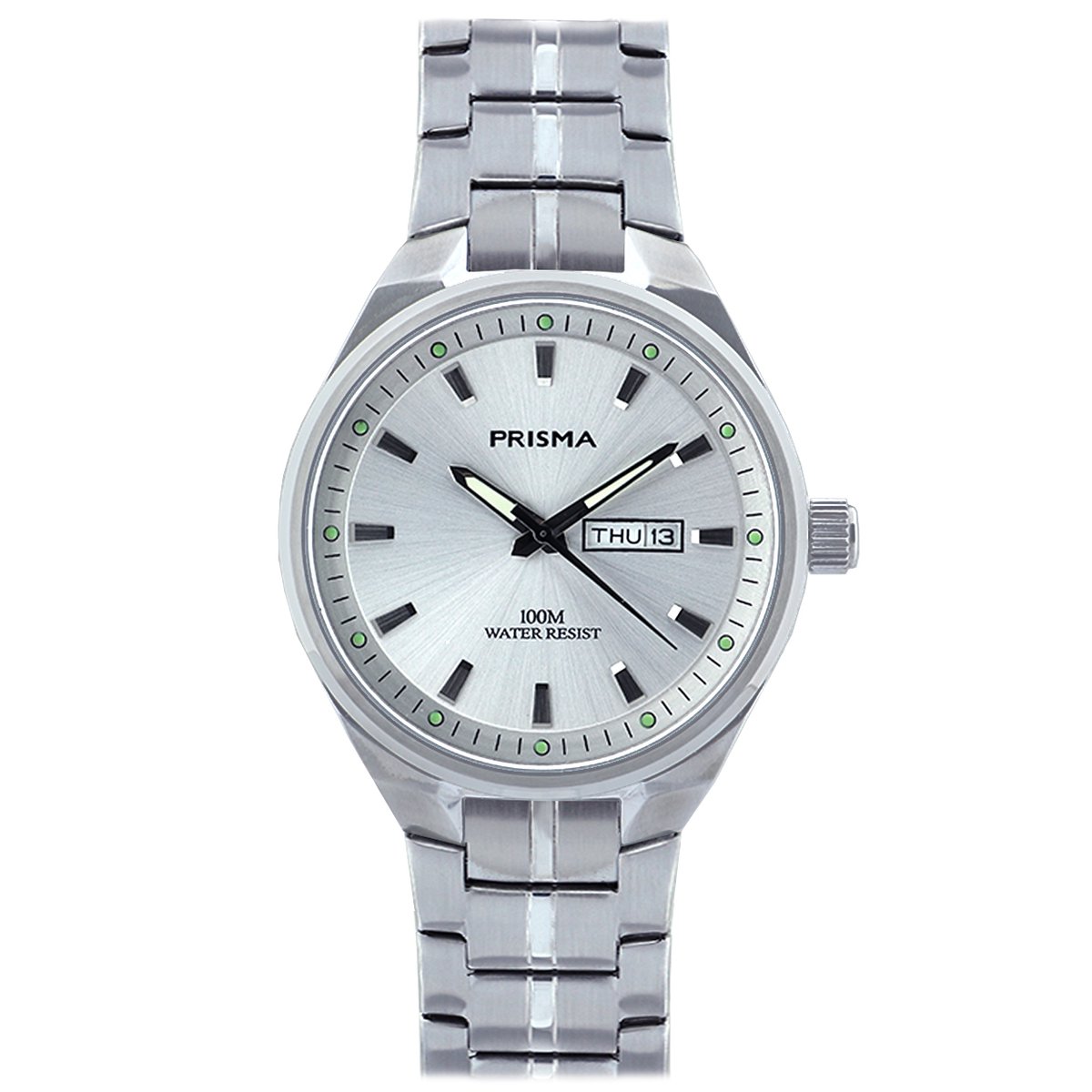 Prisma horloge P.2437-1 Century zilver staal dag-datum