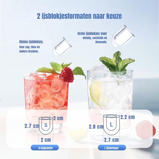AMA® Ijsblokjesmachine - Zelfreinigende Ijsblokjesmaker - Ijsblokmaker - Wit - 29.4x22.2x29cm van Merkloos — afbeelding 2