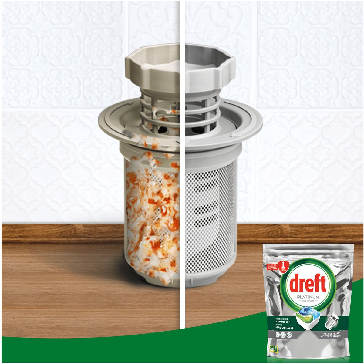 Dreft Platinum Vaatwascapsules Citroen - Moeilijke Uitdagingen - Vettig Filter - 5 x 39 stuks — afbeelding 7