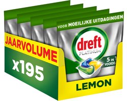 Dreft Platinum Vaatwascapsules Citroen - Moeilijke Uitdagingen - Vettig Filter - 5 x 39 stuks