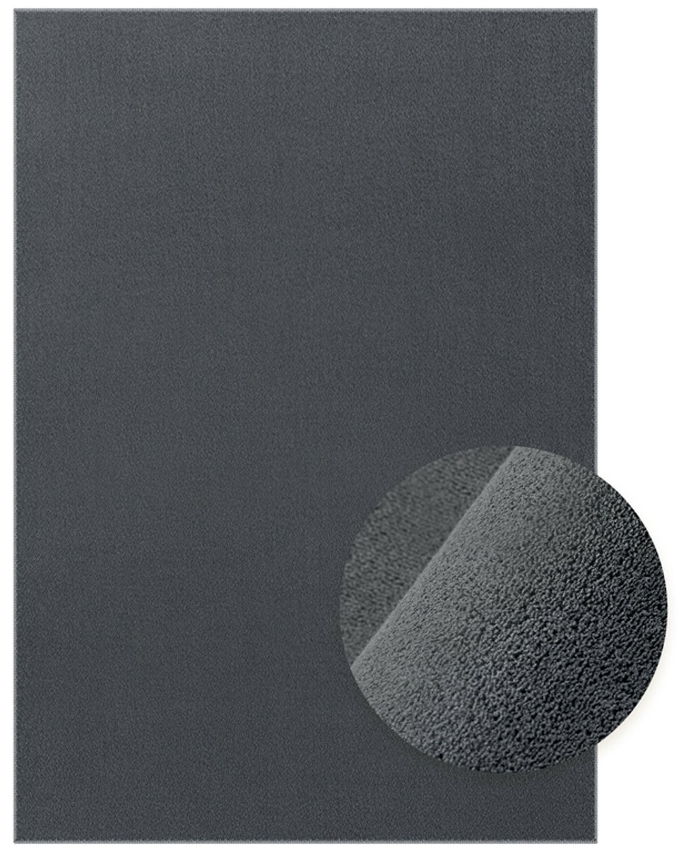 Vloerkleed – Polyester en vilt – 200 x 140 cm – Antracietgrijs
