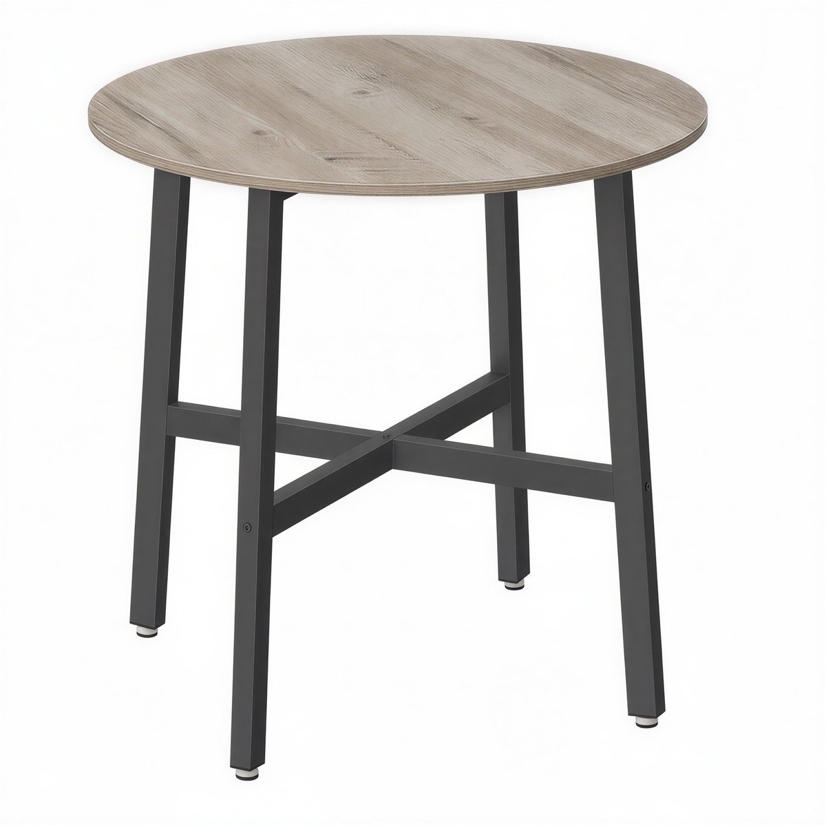 Ronde keukentafel – Industrieel design – 80 cm – Grijs gemêleerd - Inktzwart