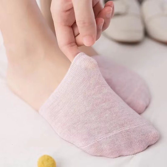 5 Paar Voorvoet Sokken voor Dames - Geel - Zomer Half Sokken in Effen Candy Kleuren, Onzichtbare Teen- en Hielbeschermers van Ademend Katoen voor Hakken en Open Schoenen van Merkloos — afbeelding 2