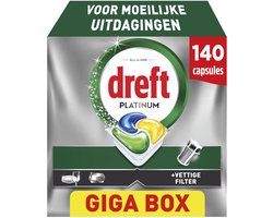 Dreft Platinum Vaatwastabletten Citroen - Moeilijke Uitdagingen - Vettig Filter - 140 stuks