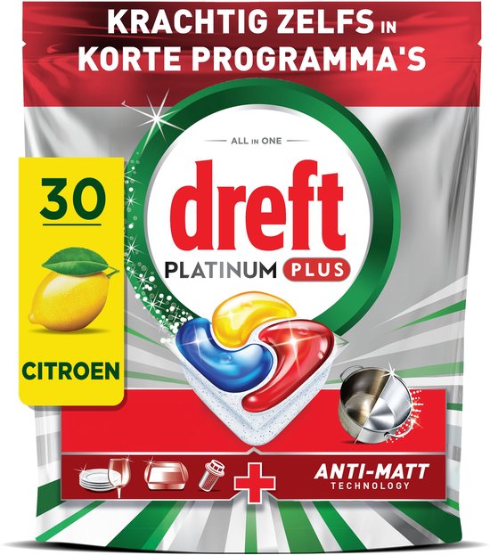 Dreft Platinum Plus Vaatwastabletten Citroen - Anti-Dofheidstechnologie - 5 x30 stuks