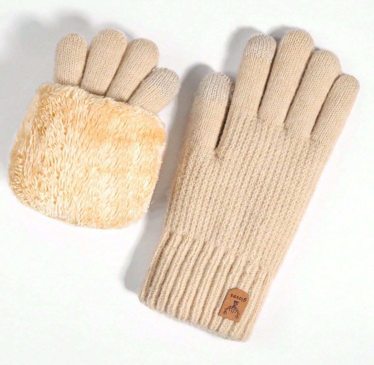 Luxe Winterhandschoenen — Dubbellaags Velvet & Touchscreen - Beige