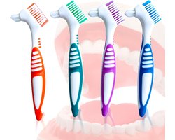 Tandenborstel voor kunstgebitten - 4 stuks - Tandenborstel voor kunstgebitten - Reinigingsborstel voor kunstgebitten - Geschikt voor tandheelkundige instrumenten, orthodontie en kunstgebitten - Antislip handvat