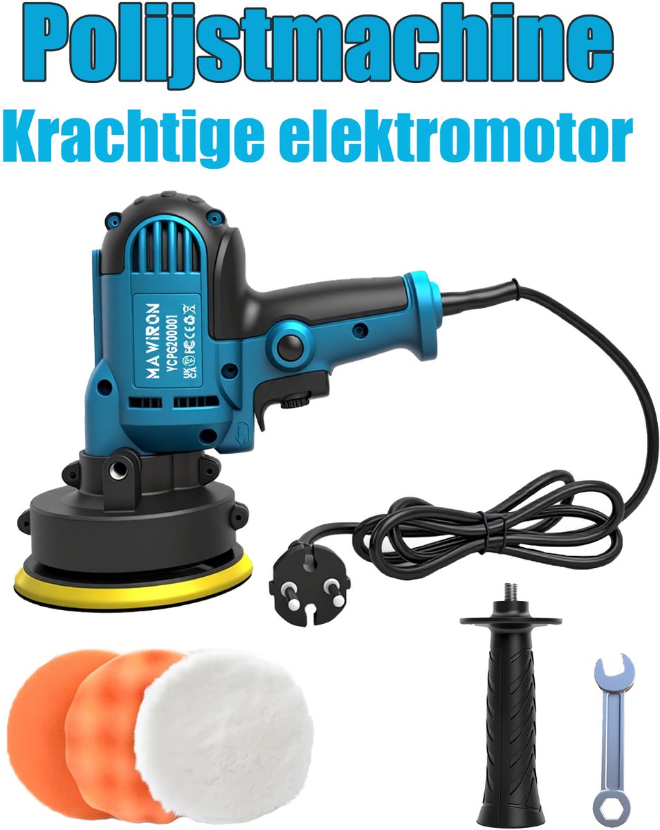 Duale actie auto-polijstmachine/buffer/schuurmachine 600W, orbitale polijstmachine met polijstpads/kappen voor auto-onderhoud, schoonmaak, polijstkit, variabele snelheden wisselstroom