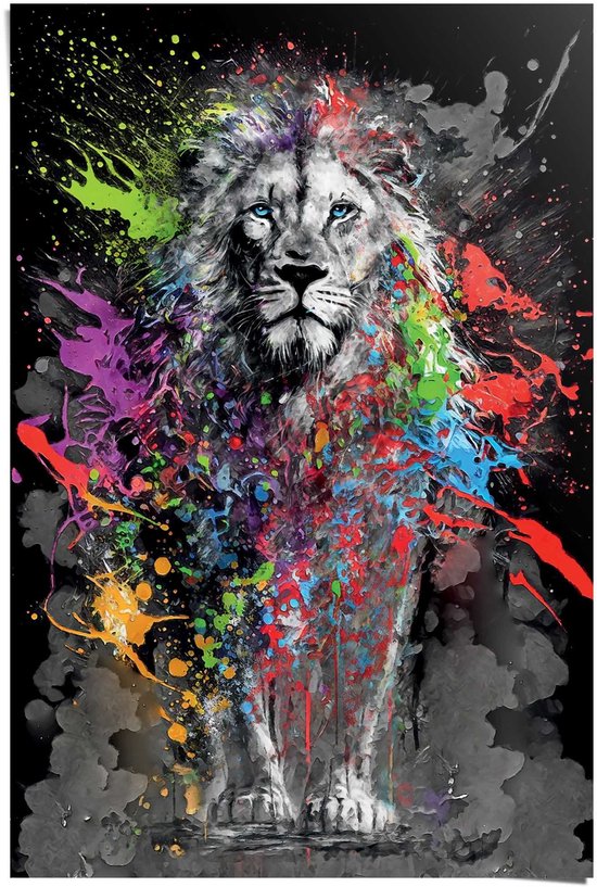 Poster Coloured Lion - 91,5 x 61 - Papier - REINDERS