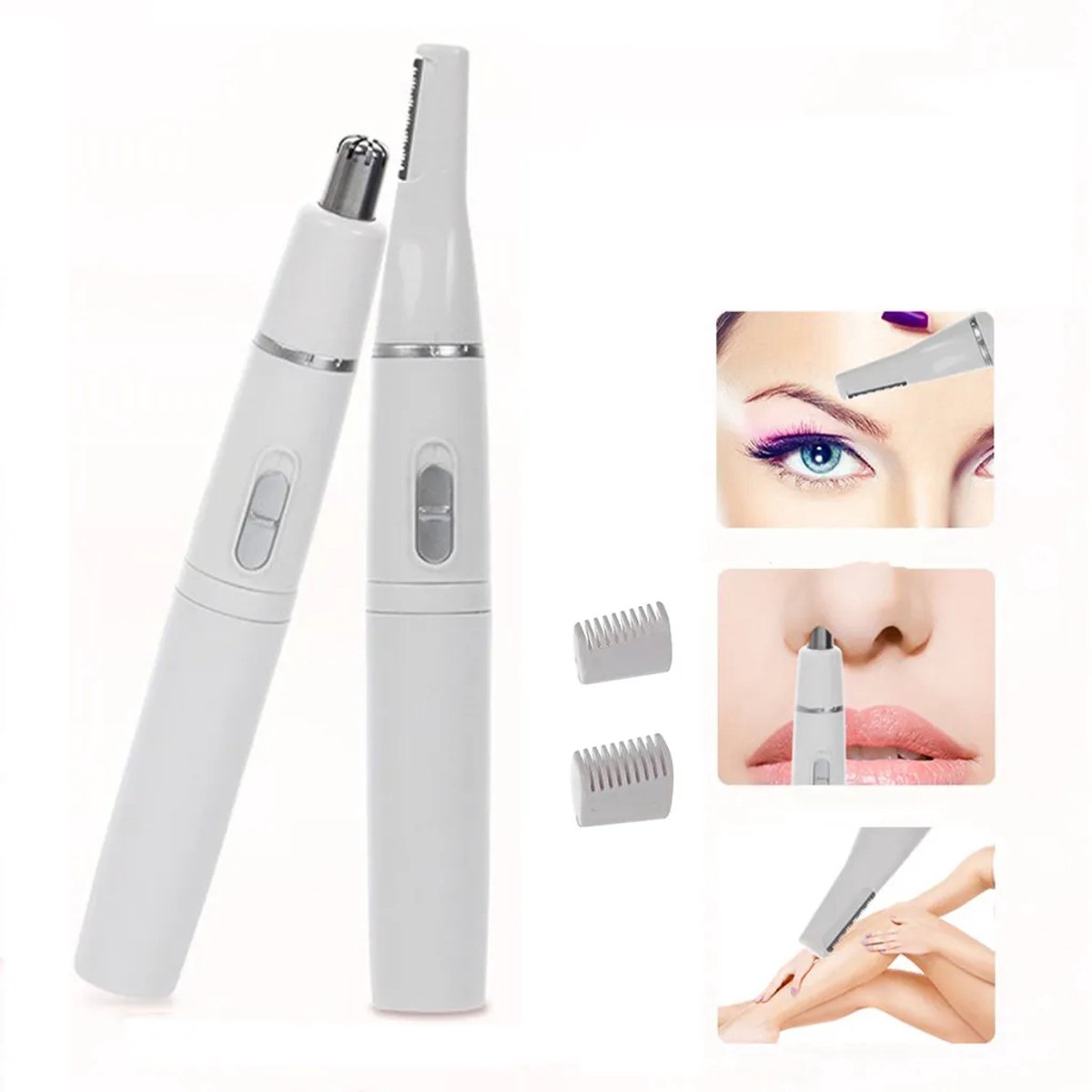 Neushaartrimmer, 2-in-1 professionele precisietrimmer voor wenkbrauwen en gezichtshaar voor vrouwen, gemakkelijk schoon te maken, waterdicht.