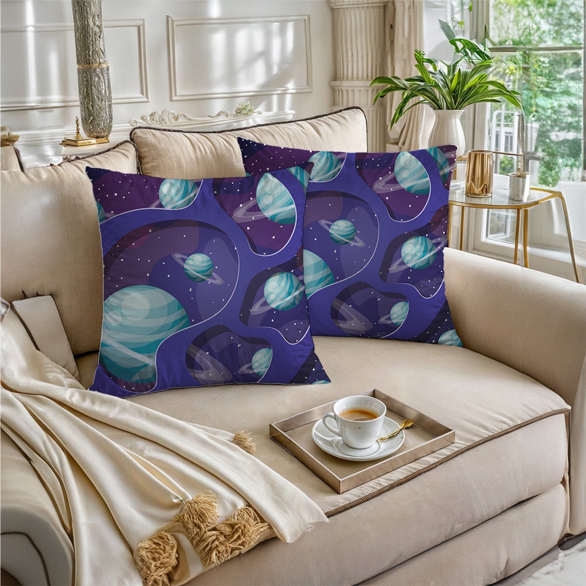 Boraboi® Luxe Decoratieve Kussenhoezen set van 2 , Zachte Suède Touch 30x50cm -(Paars,Blauw,Groen)