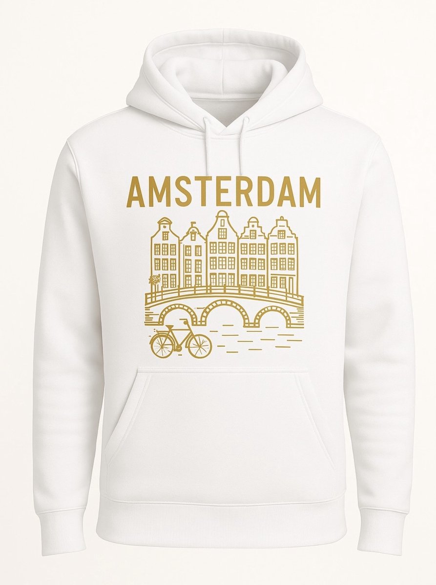 Hoodie Fiets Amsterdam - Wit - M