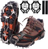 Deze stijgijzers zijn ontworpen voor ijzige en besneeuwde ondergronden en worden geleverd met 19 roestvrijstalen punten, waardoor ze geschikt zijn voor wandelen, joggen, rotsklimmen en trektochten - maat L.