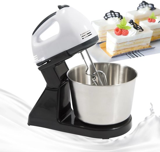 Elektrische Voedselmixer - 7 Snelheidsinstellingen - 1,7L Roterende Mengkom - 100W Keuken Blender - DIY Taart en Deeg Mixer van Merkloos — afbeelding 2