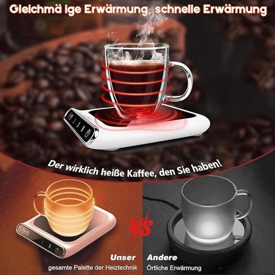 Koffiekopjesverwarmer, elektrische kopjesverwarmer, 3 temperatuurstanden, perfect voor het verwarmen van thee op kantoor en thuis. — afbeelding 2