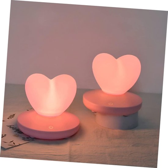 Hartvormig Creatief Kindernachtlampje Oplaadbaar Nachtlampje Voor De Babykamer Nachtlampje Naast Het Bed Led-kinderlampje，10*10*9cm，roze van Merkloos — afbeelding 4