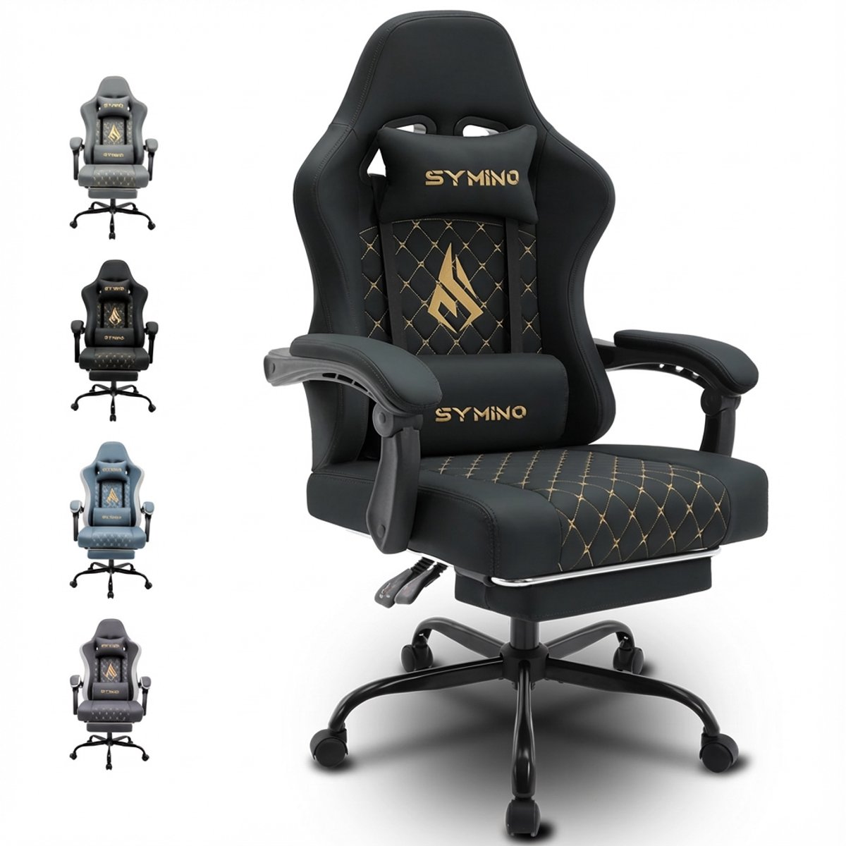 Symino FZ Gaming Stoel 200 kg Zwart met Voetensteun - Symino - €109,98