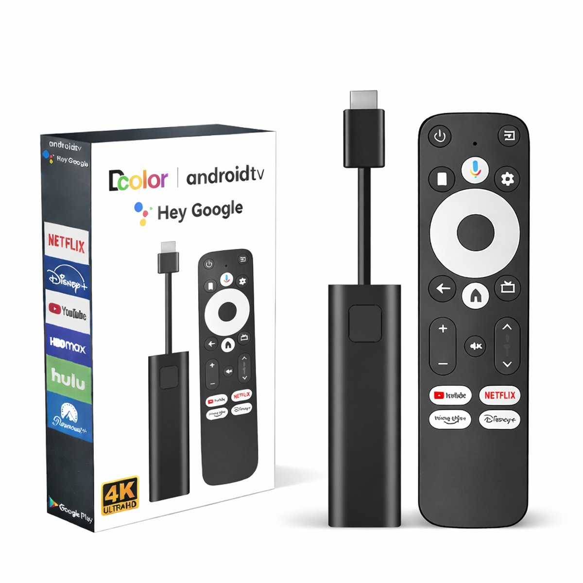 Dcolor GD1 Android TV Box - Google Gecertificeerd - 4K Chromecast Built In - Google Assistant - Netflix/Youtube/Prime