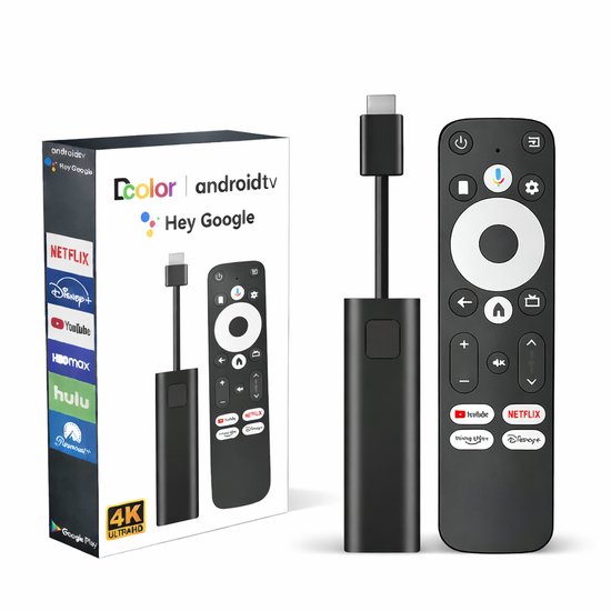 Dcolor GD1 Android TV Box - Google Gecertificeerd - 4K Chromecast Built In - Google Assistant - Netflix/Youtube/Prime