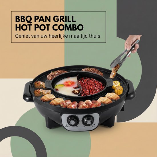 Koreaanse BBQ/Hotpot - Zwart - Koreaanse Grill - Inclusief Deksel — afbeelding 5