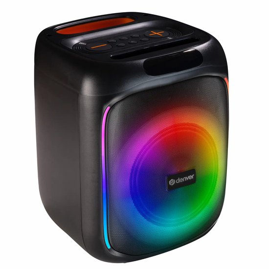 Denver BPS165 Bluetooth Party Speaker 6.5″ woofer 200W TWS discolichten USB MicroSD AUX microfoon
