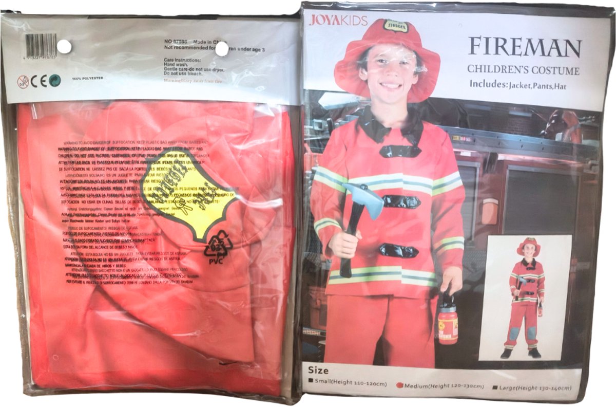 Joya Kids® Brandweer Verkleedpak Kind Rood | Carnavalskleding | Brandweerman Kostuum Kinderen | Carnaval Verkleedkleding Jongens | Incl Rode Brandweerjas, Broek & Hoed | Brandweerpak Sam | Verkleedkleren Kind | Maten | | Large — afbeelding 6