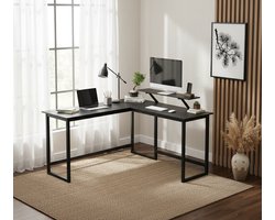 MIRA Home - MAZAZU Hoekbureau - L-vormig Bureau - Met Monitorstandaard - Computertafel - Thuiswerkplek - Industrieel - 140x130x76 cm